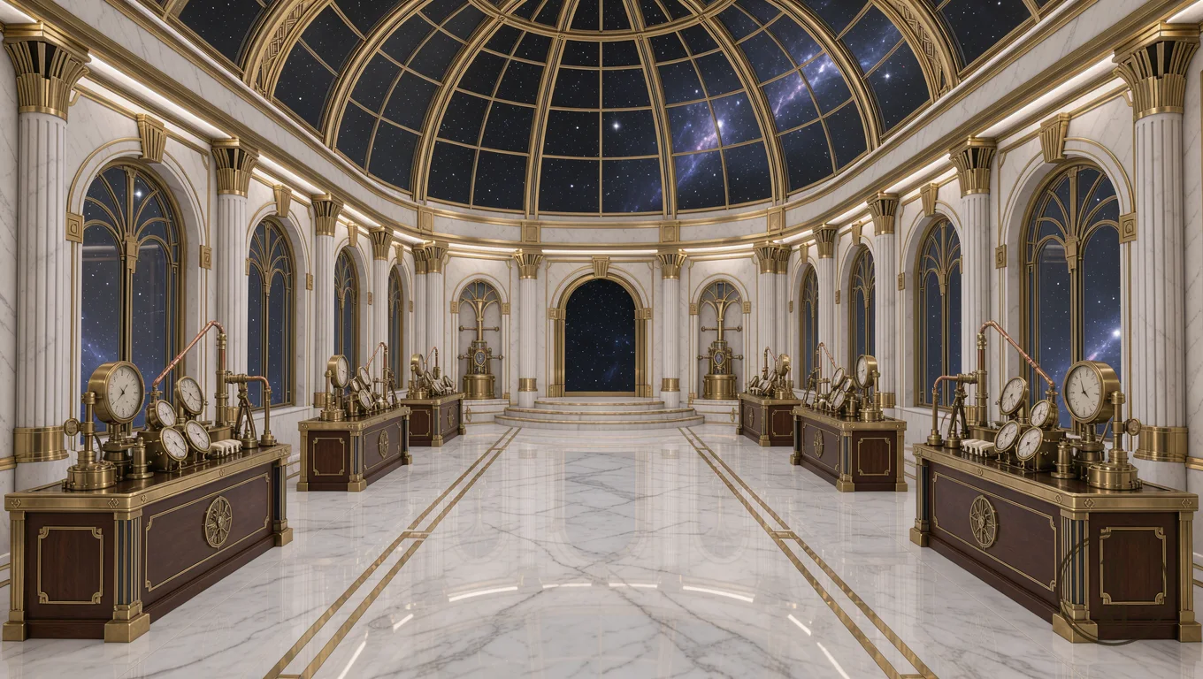 Heller Kuppelsaal mit Marmor, Gold und Blick in den Sternenhimmel